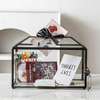 12.6" x 6" x 9" Wedding Glass Card Box with Slot and Lock for Wishing Well, Keepsake, Envelope - Birthday Party Reception Decor, Black (Glass Box Only) Slot Length 7.3 Inches - Image 2