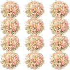 Tigeen 12 Bundles Artificial Flowers Bouquet Silk Peonies, Orange by Tigeen
