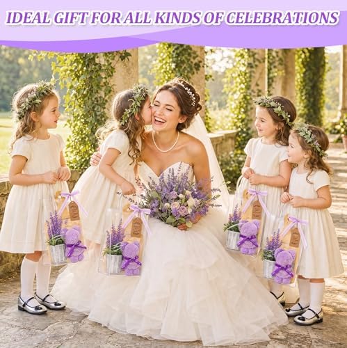 61 Pcs Baby Shower Prizes for Game Winners 6 Sets Bamboo Cheese Board Kit with Spoon Fork Butter Spreaders Plaid Towel Thank You Card for Guests, Housewarming Adult Party Favors (Purple) - Image 5