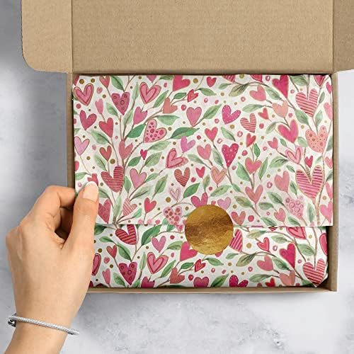 Jillson & Roberts 20" x 30" Printed Gift Tissue, Love Grows Hearts (48 Folded Sheets) - Image 4