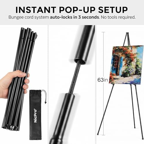 Nicpro 12 Pack 63 Inches Easel Stand for Sign, Black, with Carry Bags - Image 4