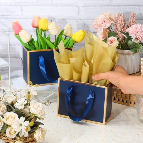 EQOREIIN 50 Pcs Metallic Paper Small Gift Bags with Handles & Tissue Paper - Image 4