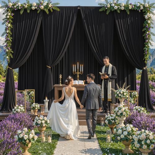 30x10FT Backdrop Curtains with Rod Pockets - Wrinkle Free Photo Stage Backdrop 6 Panels Curtains Drapes for Photography Wedding Party Baby Shower Decorations (Black) - Image 5