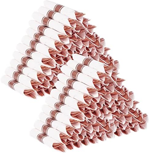100Pack Rose Gold Disposable Plastic Silverware with Napkins by PYNTOP