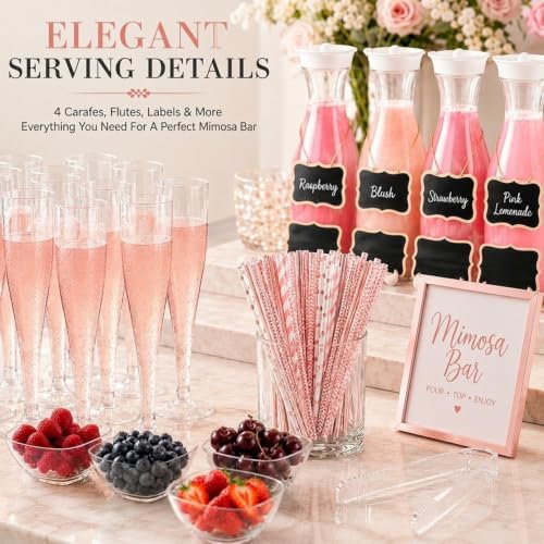 Mumufy 82 Pcs Mimosa Bar Supplies Carafes Flutes, Groovy, Mixed Colors - Image 4