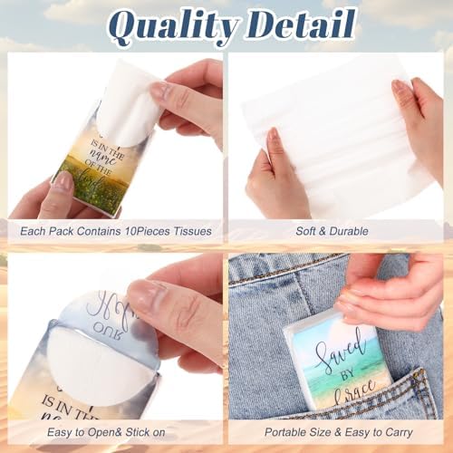 Outus 50 Pack Christian Pocket Tissues with Inspirational Words Individual - Image 3