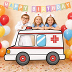 4.3ft Ambulance Cardboard Cutout Photo Booth Props Large Cardboard Plastic Standup Medical Theme Party Decorations for Nurse Appreciation Week Nursing School Graduation Doctor Retirement Events - Image 5