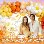 Party Inspo Sunshine Baby Shower Decorations for Girls, A Little Ray of Sunshine is Almost Here Baby Shower Supplies, Boho Sun Themed Backdrop Balloon Banner Tablecloth Cake Cupcake Topper Boxes - Image 6
