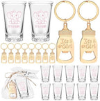 Vesici 20 Set Elephant Girl Baby Shower Favors for Guests Acrylic Shot Glasses Gold Bottle Opener Keychains Thank You Tags and Bags for Baby Shower Party Gender Reveal Party Guests Return Gift by Vesici