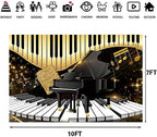 Piano Backdrop, Piano Keyboard Musical Notes Photography Background, 10x7ft - Image 3