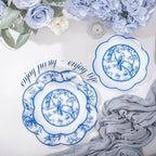 LIYH 60 Pcs Blue Plastic Plates Set - Heavy Duty Floral and White Plastic Plates for Party Wedding Elegant Plate Bridal Shower Floral Dinnerware Set - 10.25" Dinner & 7.5" Dessert Plate - Image 4