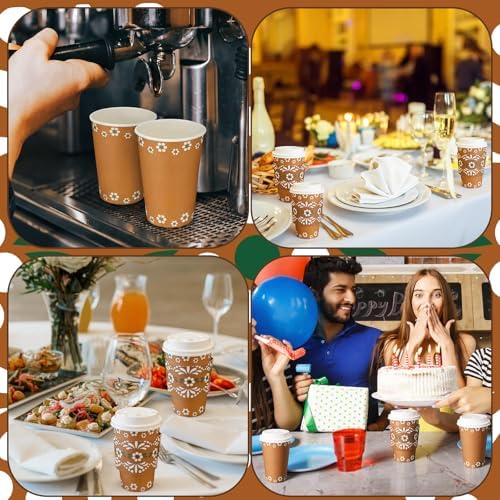100 Sets 12oz Cielito Lindo Cups Mexican Paper Cup Copas De Barro Disposable Fiesta Coffee Drink Mug with Lid Sleeve for Baby Shower Birthday Wedding Party Supply Cafe Shop Decoration - Image 5