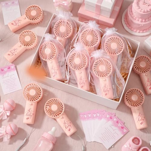 Lewtemi 25 Sets Pink Baby Shower Party Favors Mini Fans for Guests, Cute - Image 5