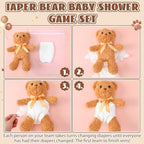 Seenelling 12 Sets Bear Diaper Changing Baby Shower Game Kit, Brown - Image 3