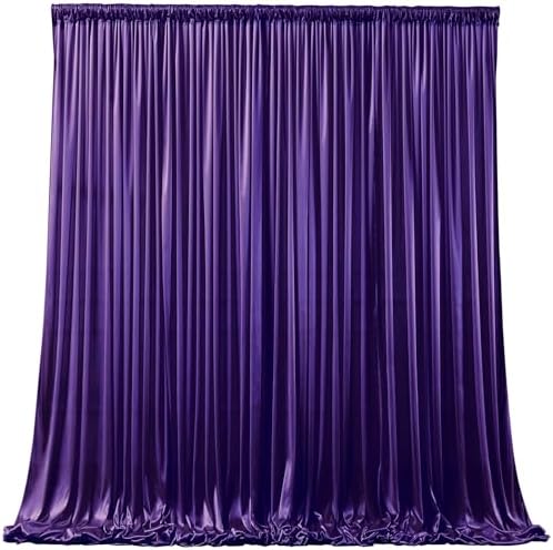 Purple Satin Backdrop Curtains 8 Panels - Glitter Photo Drapes for Baby Shower, 40x10FT Shimmer Back Drop Cloth, Wrinkle Free for Birthday Party Prom Wedding Stage Background by WishCare
