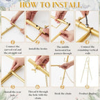 Novabright 48"-72" Adjustable Gold Easel Stand for Sign Heavy Duty Metal Easel with 4 Display Modes 360° Rotating Hooks 4-tier Display Stand for Wedding Welcome Sign, Art, Poster, Picture(Classic) - Image 7