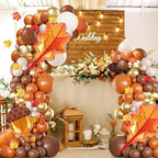 2 Set Fall Balloon Arch Kit Adjustable Fall Column Stand Thanksgiving Balloon Towers with Pinecone Maple Leaves Balloons for Thanksgiving Autumn Harvest Baby Shower Birthday Party Decoration - Image 2