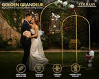 COLRASN Wedding Arch Backdrop Stand Set of 2 Gold Metal Balloon Arch Stand 7.2FT & 6.6FT Backdrop Frame for Birthday Party Wedding Ceremony Graduation Bridal Baby Shower Event Decor - Image 3