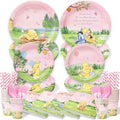 144Pcs Pink Winnie Bear Baby Shower Plates and Napkins Tableware Set, Plates Napkins Cups Straws and Forks Sets, Winnie Baby Shower Decorations Birthday Party Supplies, Serves 24 Guests by Unknown