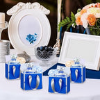 Yeaqee 50 Pcs Mini Metallic Paper Gift Bags with Handle, Royal Blue, Silver - Image 6