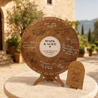 Custom Wood Round Record Wedding Guest Book Alternative, Rustic Vinyl Record Design for Wedding Reception, Graduation Guest Book, Vintage Event Decor - Image 6