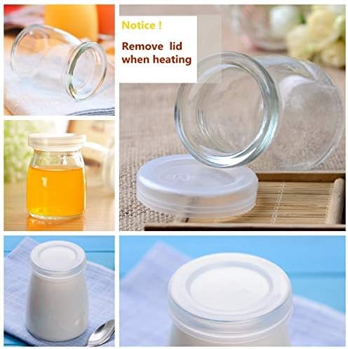 6 Pcs Yogurt Pudding Jars Bottles With Plastic Lids Ideal for Jam, Honey, Wedding Favors, Shower Favors, Baby Foods (7 oz (200ml)) (Pack of 3) - Image 4