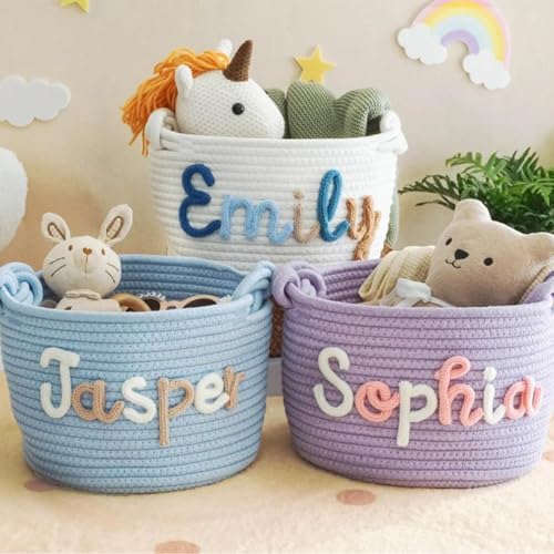 Personalized Rope Cotton Baby Gift Basket,Newborn Shower Toy Organizer Nursery Gift (36 * 25 * 16cm) by Unknown