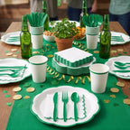 350 Pcs Green Rim Paper Plates and Napkins Party Supplies - Image 4