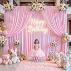 20x15ft Pink Photo Backdrop Curtains for Parties Baby Shower Wrinkle Free - Image 2