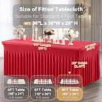 Shillance 6 Packs Red Spandex Table Clothes for 8 Foot Rectangle Table, Spandex Table Covers 8FT Stretch Table Skirts Wrinkle Free Fitted Table Cloth for Valentines, Event, Wedding, Banquet & Parties - Image 3