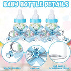 80 Pcs 3.5 Inch Baby Mini Milk Bottle Baby Shower Favor with Small Plastic Bear Candy Bottle with Ribbon for Boy Girl Newborn Baptism Party Decor (Blue) - Image 3