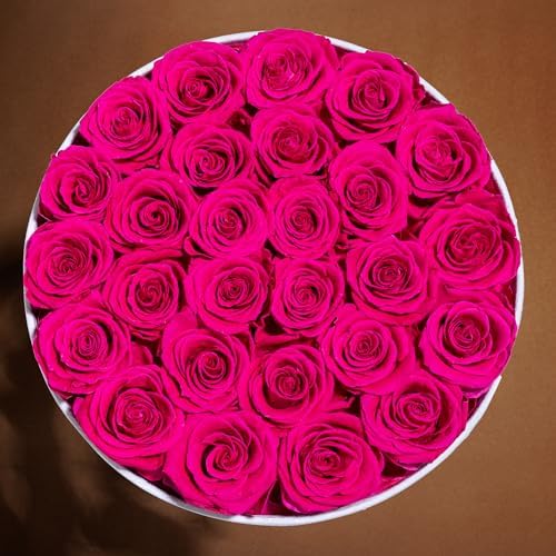 Prifroti 27 Flowers in a Luxury Suede Box, Birthday Gifts for Women, Preserved Flowers, Mothers Day Roses Gift for Mom, Hot Pink - Image 5