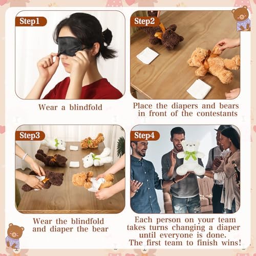 Chicingyou 8 Set Bear Blindfolded Diaper Changing Baby Shower Games - Image 5