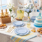 WDF 175Pcs Blue Plastic Plates - Heavy Duty Baby Blue Plates Disposable - 25Guests Plastic Dinnerware Ideal for Parties/Wedding/Baby Shower/Spring/First Communion/Father‘s Day - Image 5