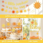 Party Inspo Sunshine Baby Shower Decorations for Girls, A Little Ray of Sunshine is Almost Here Baby Shower Supplies, Boho Sun Themed Backdrop Balloon Banner Tablecloth Cake Cupcake Topper Boxes - Image 4