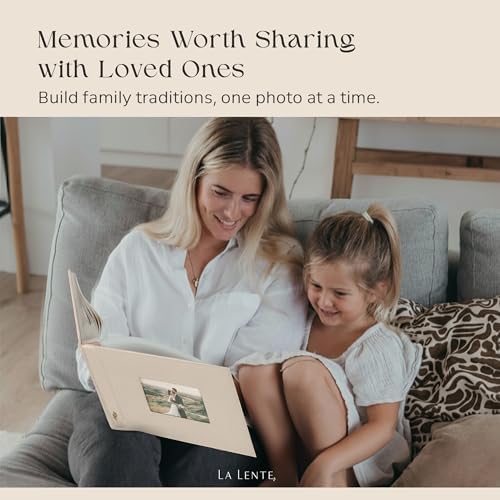 Premium Scrapbook Album with Window and Writing Space – 60 Pages holds 200 Photos of Different Sizes – Wedding, Baby, Travel & Family Memories – 11.4" x 8.6" - Oat - Image 6