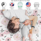 Sweet Jojo Designs 2-Piece Baby Muslin Swaddle Blanket Set (Pink/Grey Watercolor Floral) for Girls, Infant Nursery, Lightweight Cotton Blanket for Newborns (Solid Blush, Shabby Chic, Farmhouse, Rose) - Image 2
