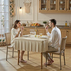 2 Pack Natural Spandex Tablecloths for 34x34 Inch Square Tables, Stretch Fitted Table Clothes with Pleated Ruffle Skirt for 34” Table, Wrinkle Free and Elastic, for Party Kitchen Home Dining - Image 5