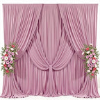 10x10ft Dusty Pink Backdrop Curtain for Baby Shower Parties Rose Pink Wrinkle Free Fabric Backdrop Curtain Wedding Photo Backdrop Drapes for Girls Birthday Party Photography Back Drop 2 Panels 5x10FT by Suppromo
