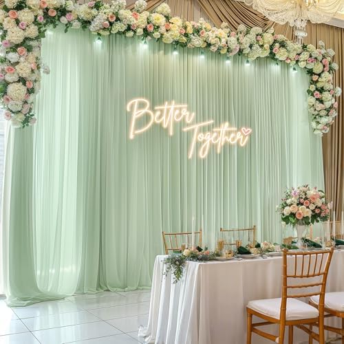 40ft x 10ft Sage Green Backdrop Curtains, Wrinkle-Free Sheer Chiffon Fabric Backdrop Drapes for Wedding Arch Party Ceremony Stage Photo Decoration - Image 2