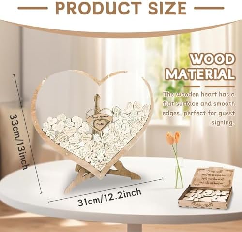 Rustic Wedding Guest Book - Customizable Heart Frame Drop Box with Wooden Hearts, Guest Book Alternative for Wedding Reception, Anniversary, Business Registry - Image 2