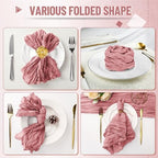 Cupuamon 100 Pack Cheesecloth Napkins 20x20 Inch Dinner Table Napkins Boho Washable Rustic Gauze Napkins Bulk for Wedding Bridal Baby Shower Party Decor (Dusty Pink) - Image 4