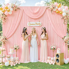 4 Panels Blush Pink Backdrop Curtain for Parties Pink Wrinkle Free 20ft x 10ft Backdrop Drapes for Baby Shower Wedding Birthday Photo Gender Reveal Photography Polyester Fabric Background Decoration - Image 3