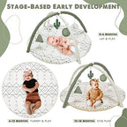 Little Dove Tummy Time Mat with 6 Toys, Macrame Baby Play Mat for Newborn, Baby Gym with 12 Milestone Cards, Stage-Based Sensory and Motor Skill Development Baby Play Gym, Non Slip Mat Washable, Green - Image 4