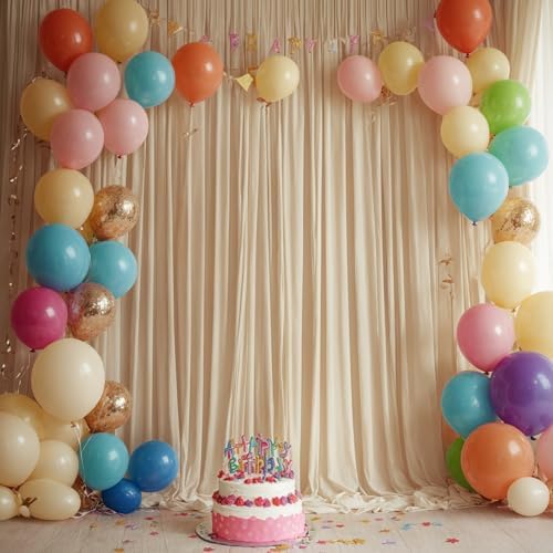 50ftx12ft Champagne Backdrop Curtains for Parties, Wrinkle Free Polyester Champagne Photo Backdrop Drapes 10 Panels 12 ft Long Back Drop Cloth for Wedding Birthday Photography Background Party - Image 3