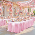 Wish Care Pink Satin Table Clothes for 8 Foot Rectangle Tables - 8FT Wrinkle Resistant Glitter Rectangle Tablecloths, Party Table Covers for Wedding Banquet, Baby Shower, Birthday, Holiday Dinner - Image 2