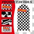 3 Pcs Race Car Arch Backdrop Cover Adaptable for 4ft 5ft 6ft Size Frames Black and White Checkered Chiara Hot Arch Stand Covers for Racing Birthday Baby Shower Party Decorations Supplies - Image 3