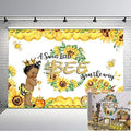 Mocsicka Bee Baby Shower Backdrop Honey Girl Sunflower Honeycomb Vinyl Background 7x5ft Yellow Honeybee Gold Crown Baby Shower Backdrops for Photography Baby Shower Decorations by Mocsicka