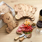 Ziliny 6 Set Baby Shower Prize Bear Shaped Cheese Board Gift, Acacia Color - Image 4