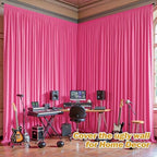 24ftx10ft Wrinkle Free Hot Pink Backdrop Curtain - 10 Feet Photography Backdrop Drapes, Silky Polyester Back Drop Cloth for Wedding Baby Shower Balloon Arch Background - Image 4